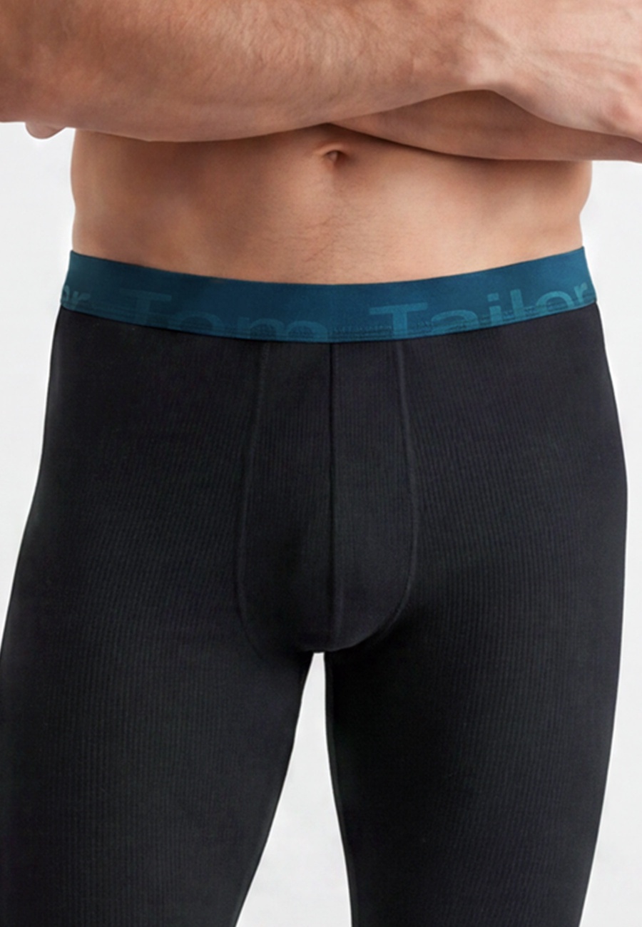 TOM TAILOR Herren lange Unterhose schwarz uni