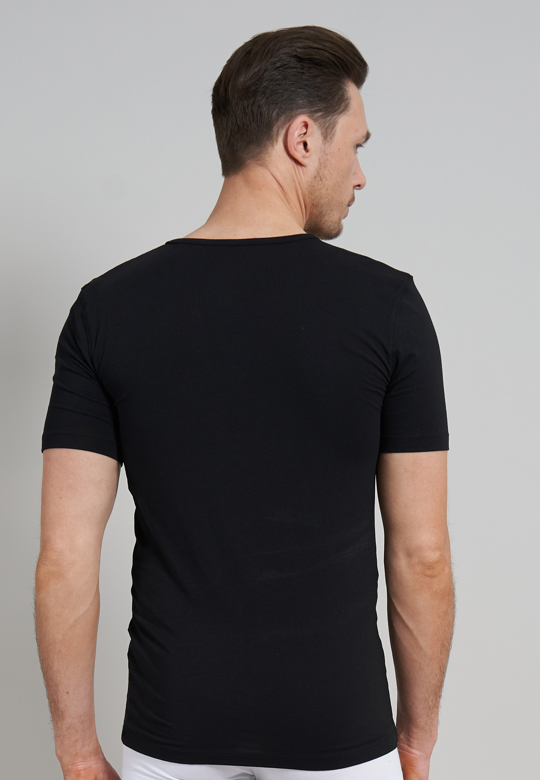Herren T-Shirt schwarz uni 2er Pack