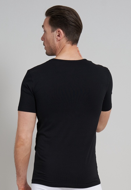 Herren T-Shirt schwarz uni 2er Pack