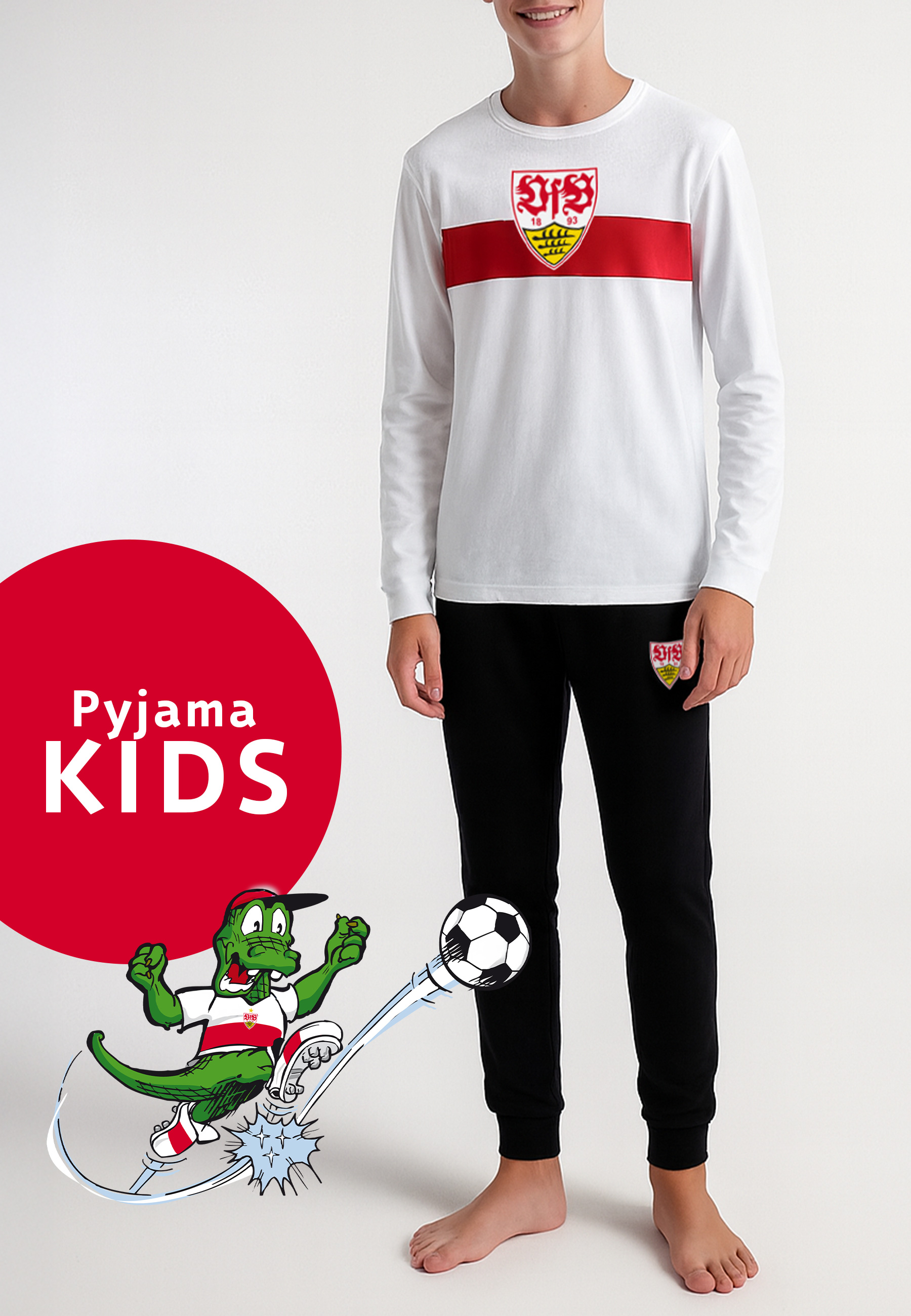 VfB Jungen Pyjama weiß