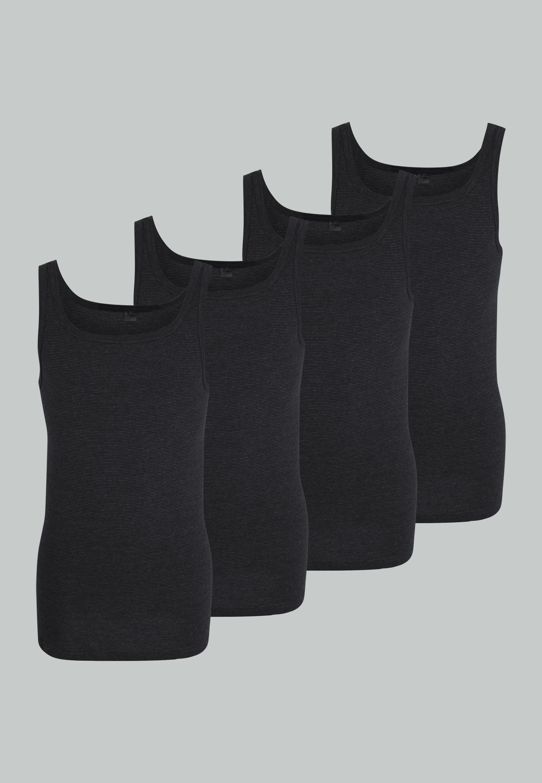 GÖTZBURG Herren Tank-Top grau quergestreift 4er Pack