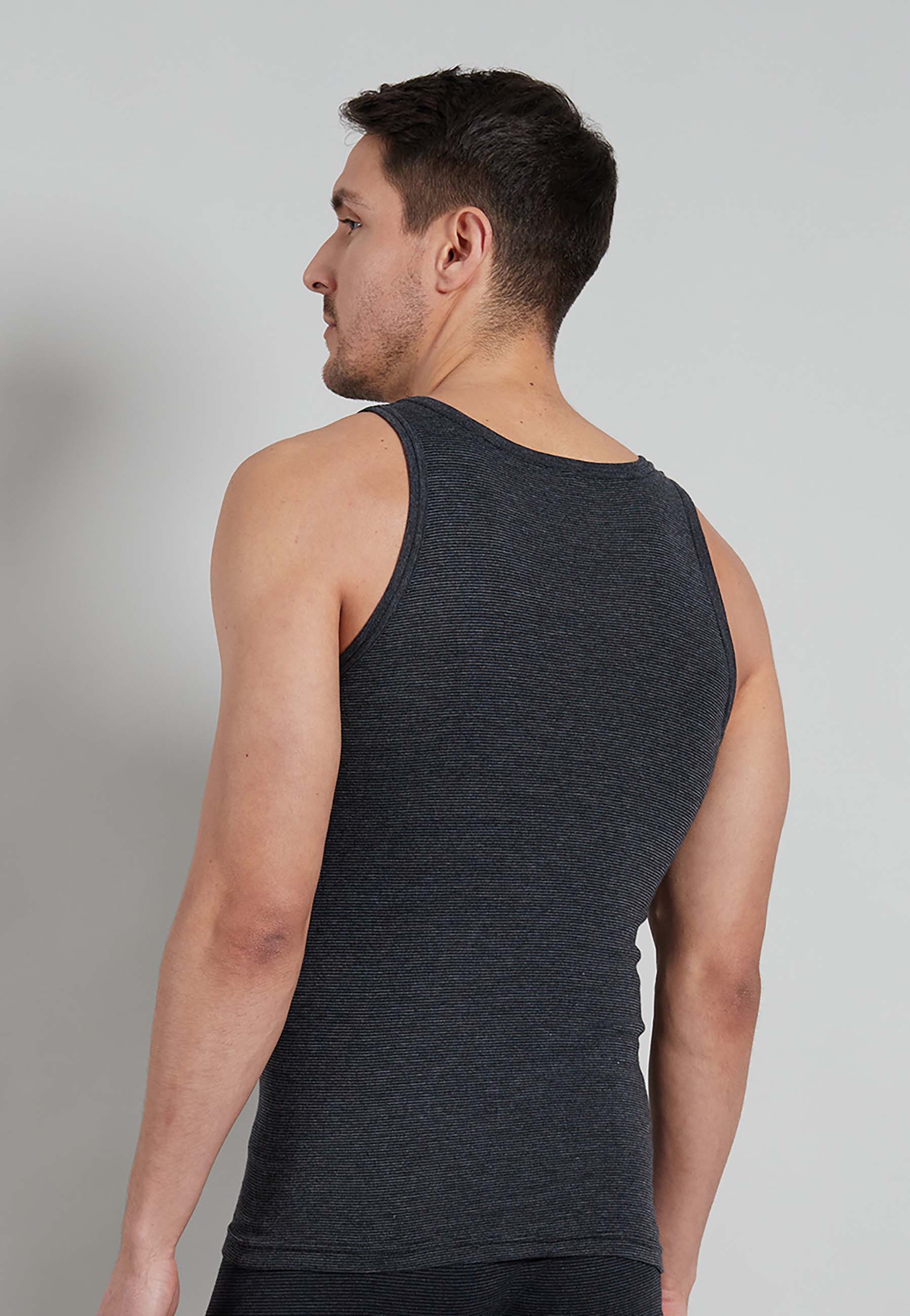 GÖTZBURG Herren Tank-Top grau quergestreift 4er Pack