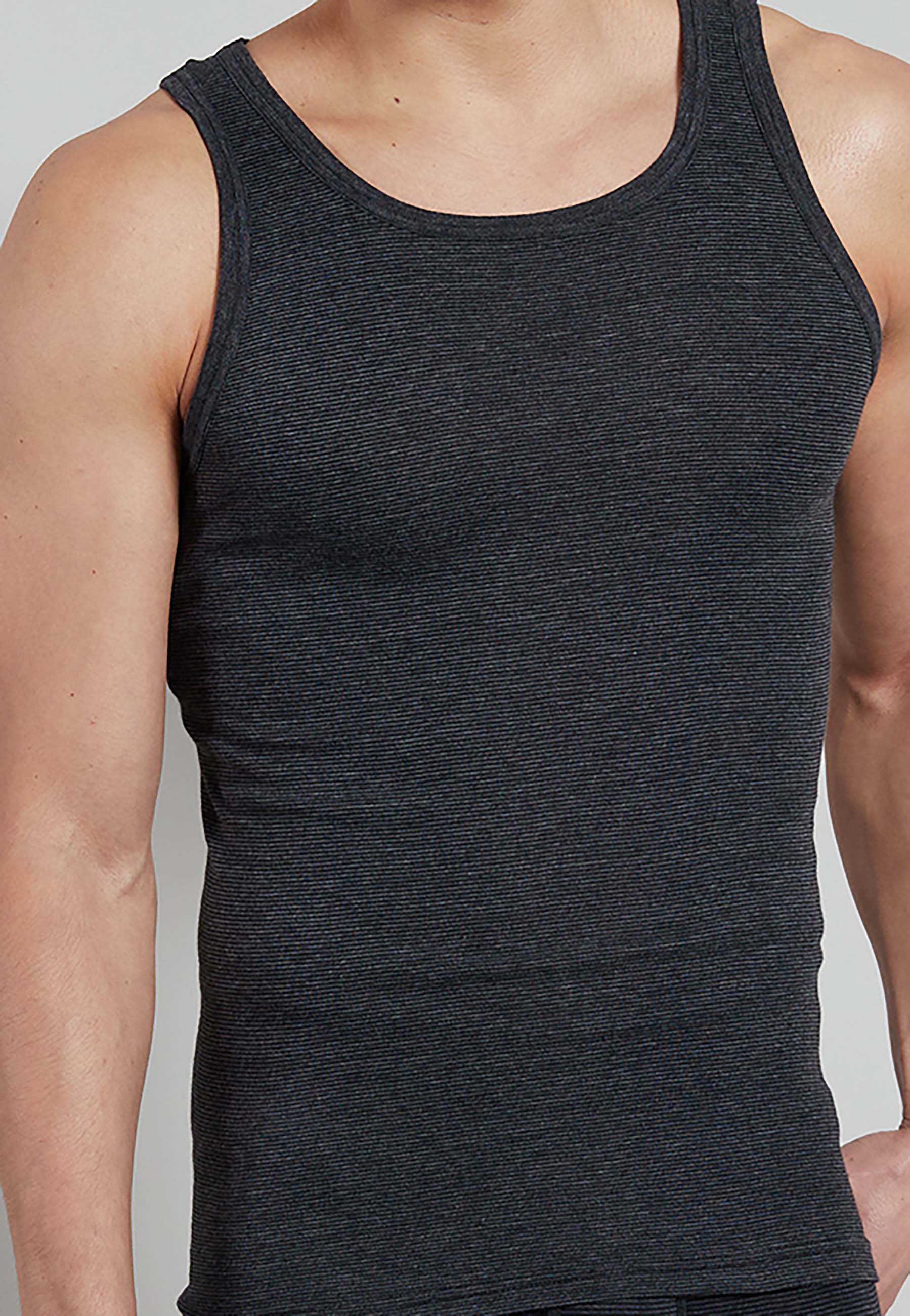 GÖTZBURG Herren Tank-Top grau quergestreift 4er Pack