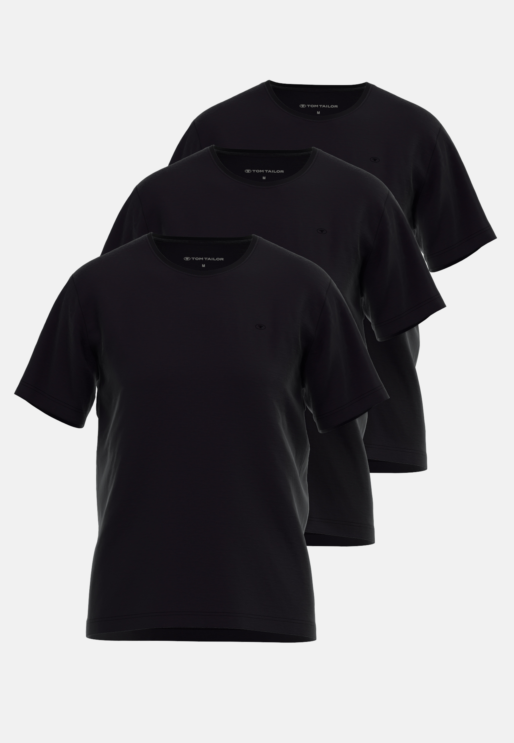 TOM TAILOR Herren T-Shirt schwarz uni 3er Pack