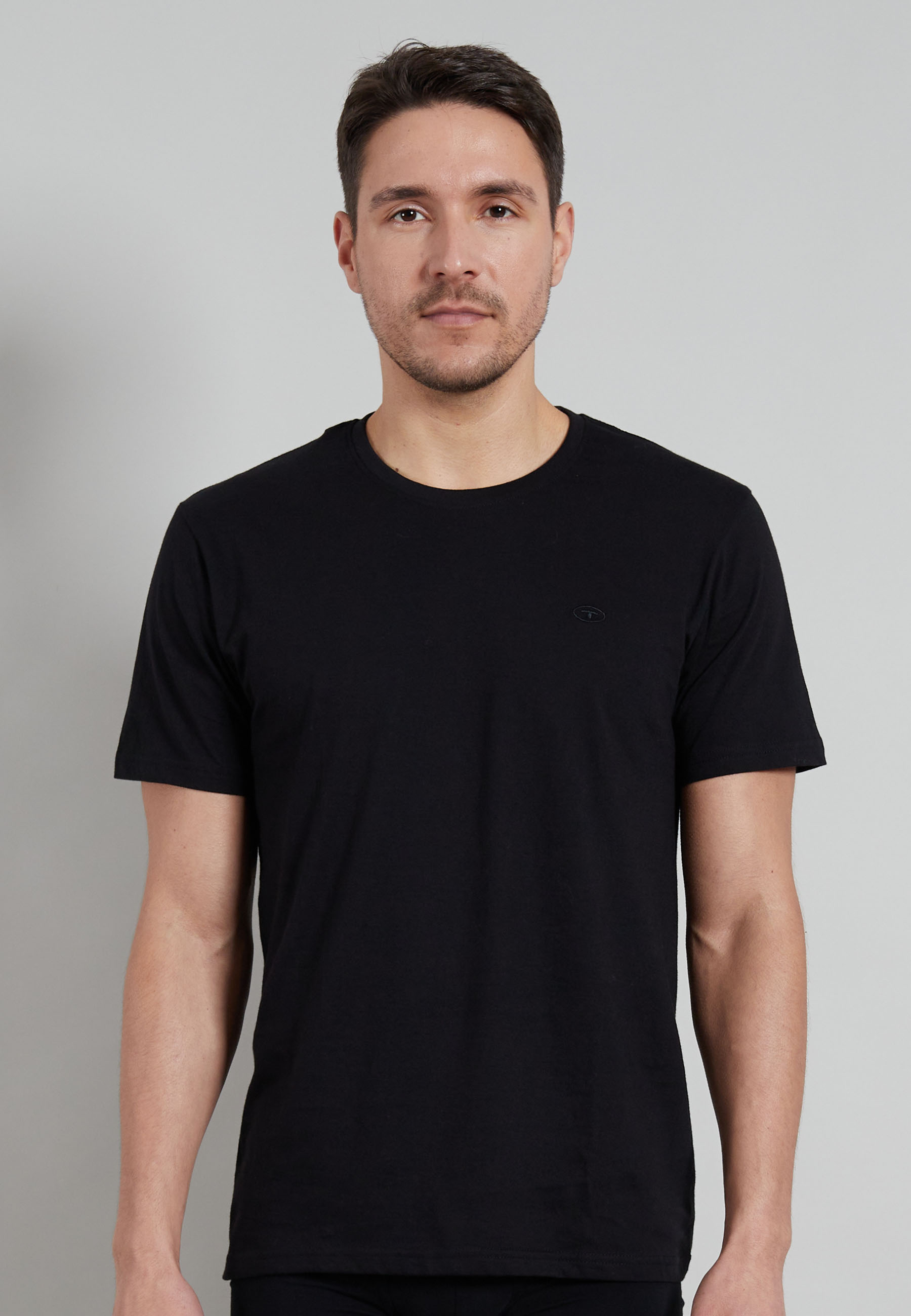 TOM TAILOR Herren T-Shirt schwarz uni 3er Pack