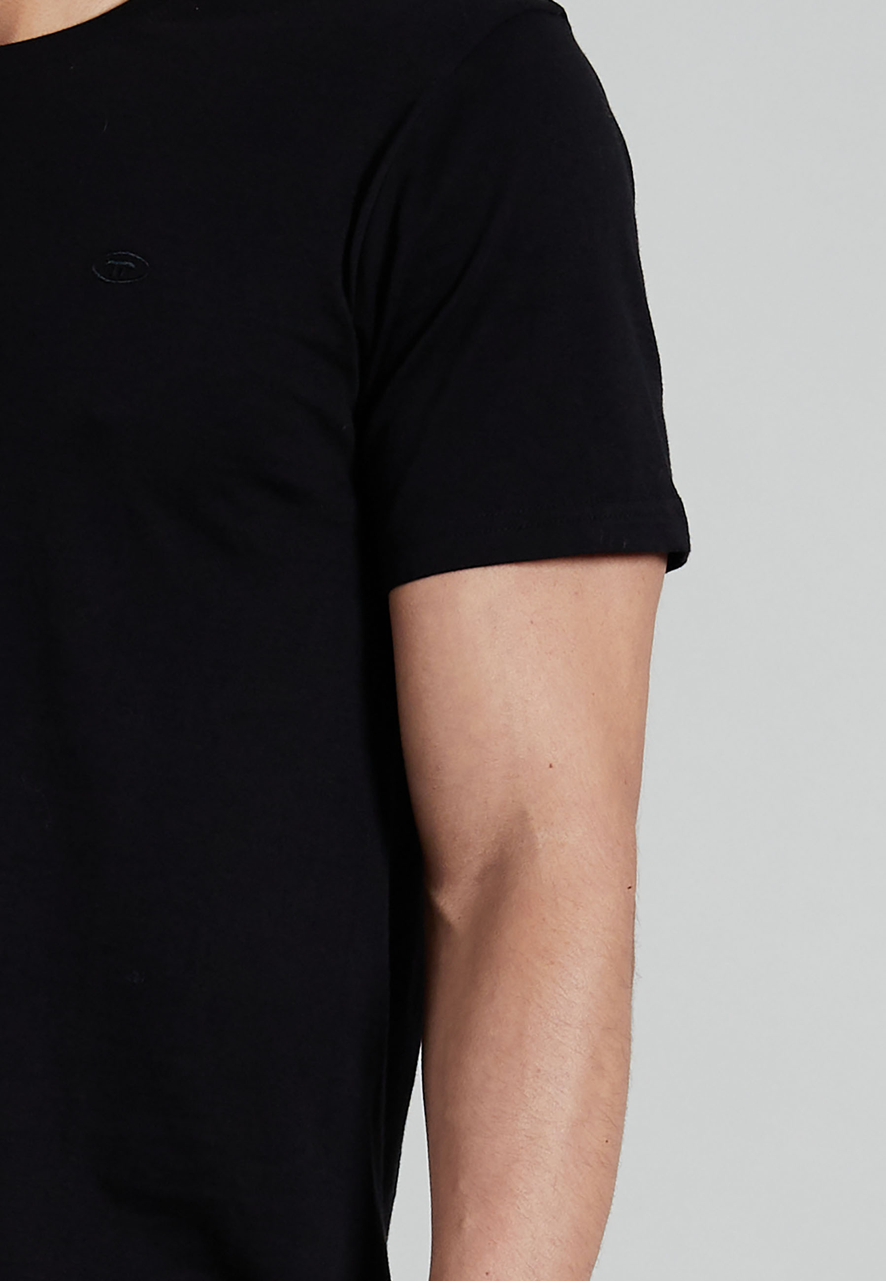 TOM TAILOR Herren T-Shirt schwarz uni 3er Pack