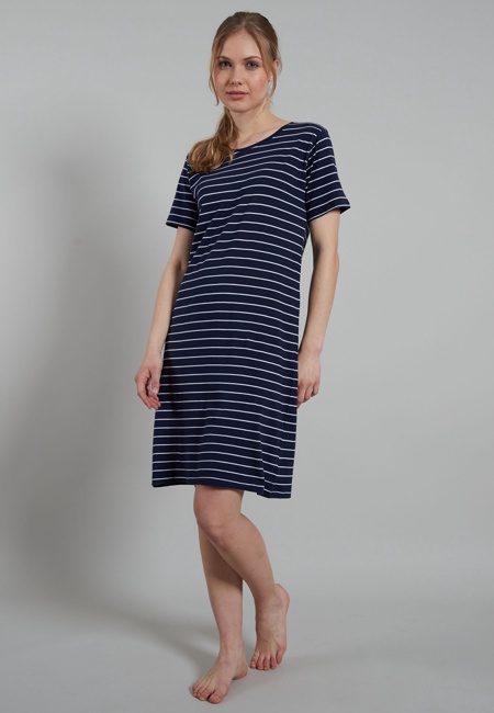 GÖTZBURG Damen Nachthemd blau quergestreift