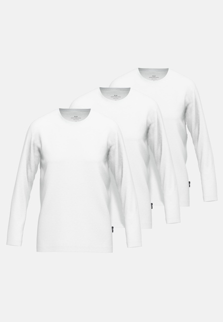 GÖTZBURG Herren Longsleeve weiß uni 3er Pack