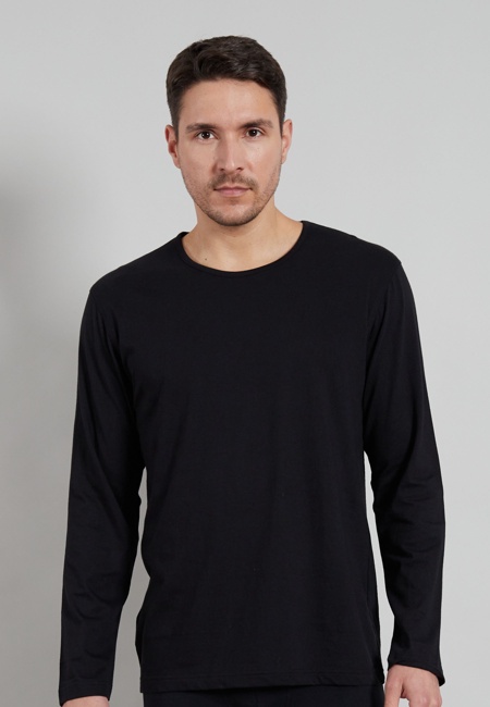GÖTZBURG Herren Longsleeve schwarz uni 3er Pack