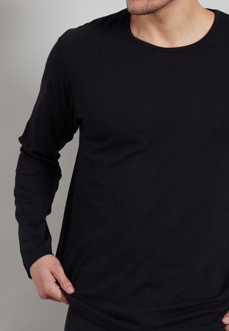 GÖTZBURG Herren Longsleeve schwarz uni 3er Pack