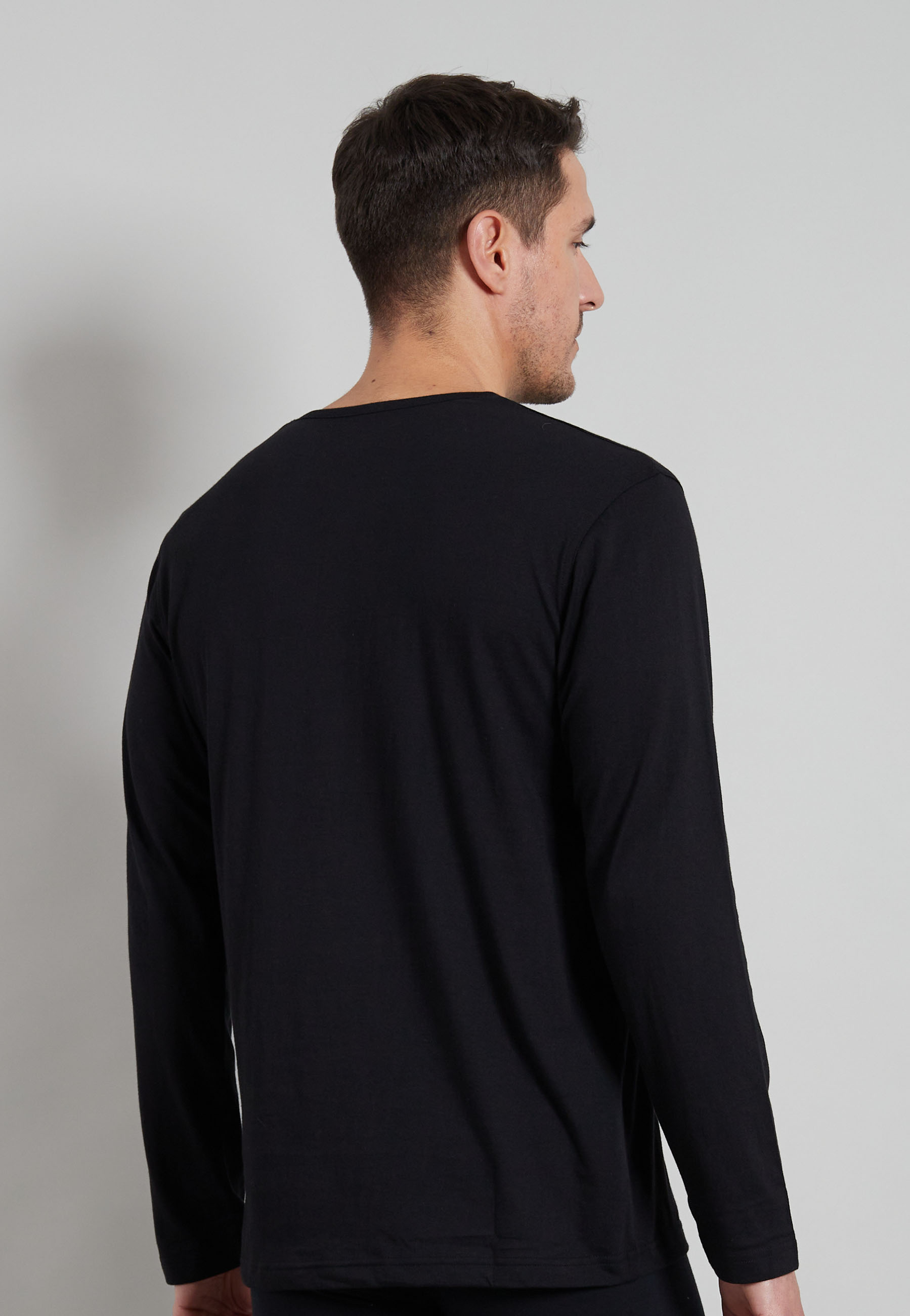 GÖTZBURG Herren Longsleeve schwarz uni 3er Pack