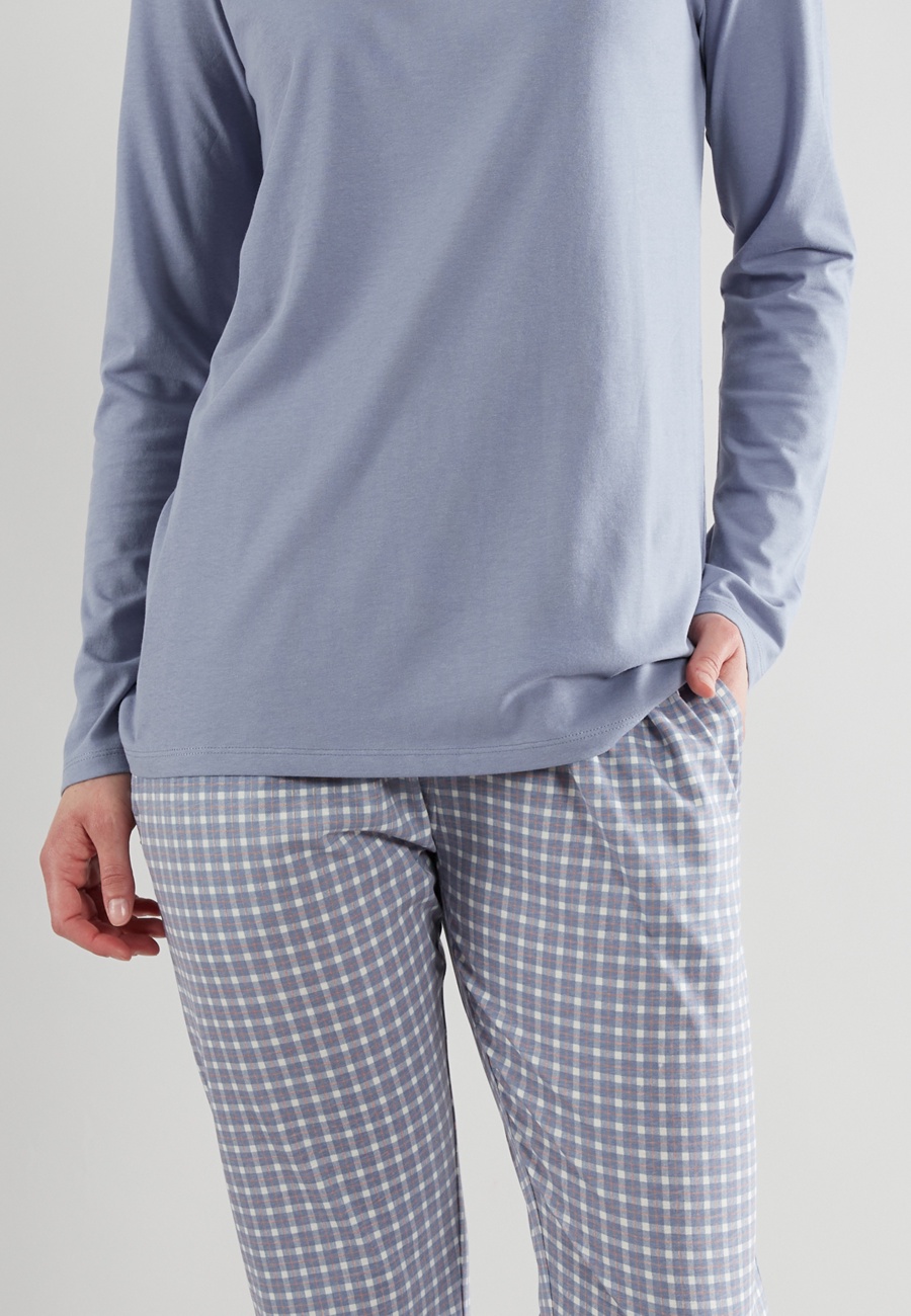 GÖTZBURG Damen Pyjama blau kariert