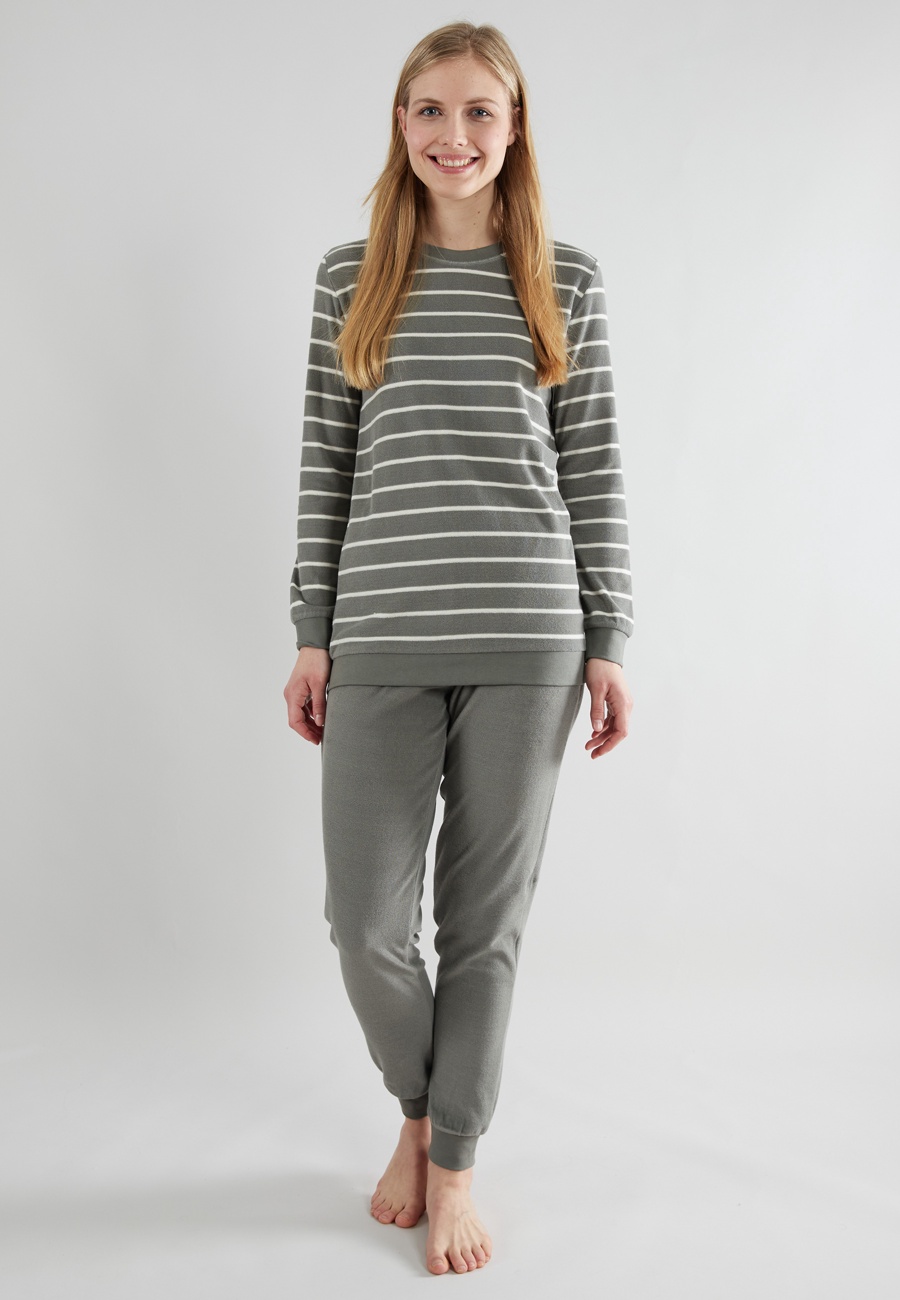 GÖTZBURG Damen Pyjama grün quergestreift