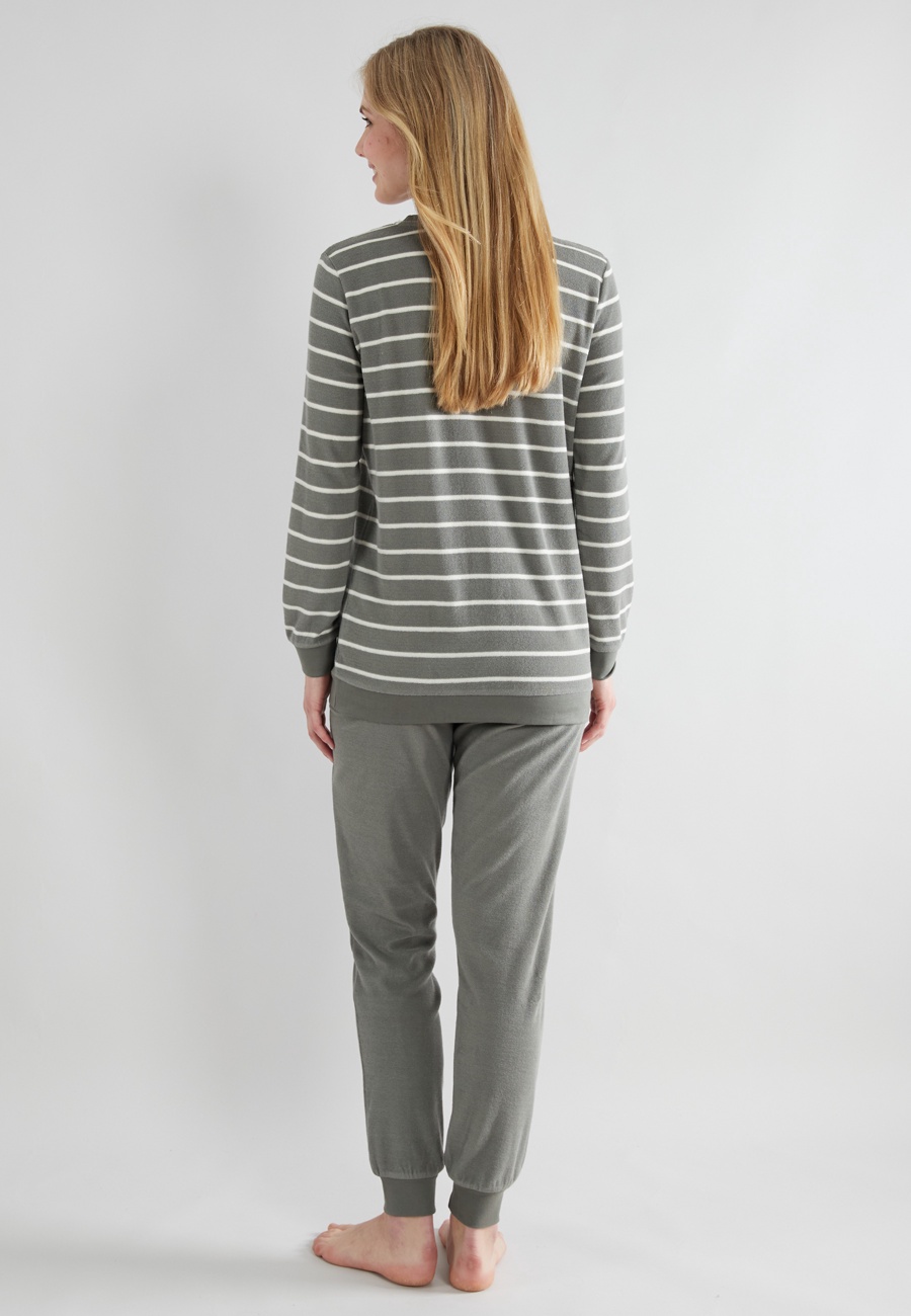 GÖTZBURG Damen Pyjama grün quergestreift