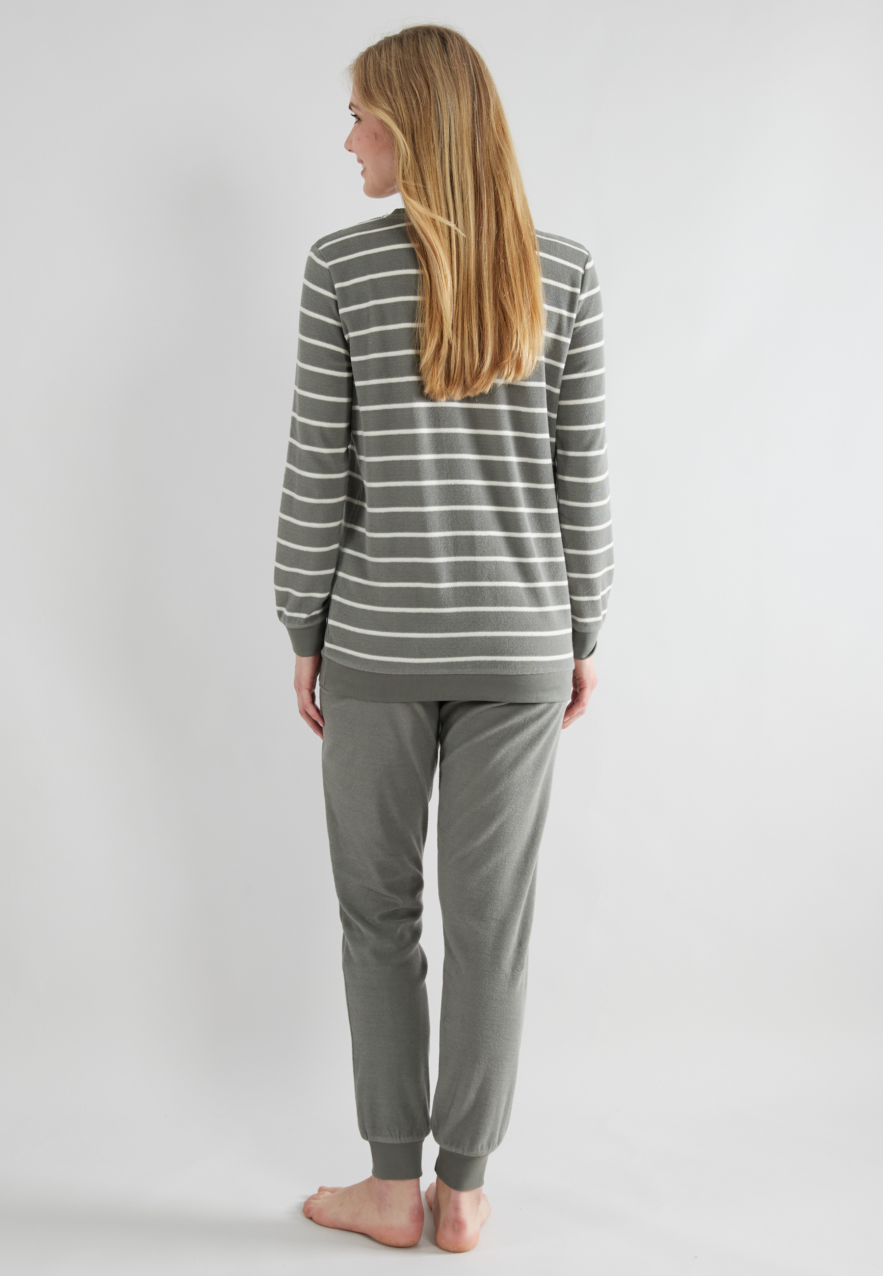 GÖTZBURG Damen Pyjama grün quergestreift