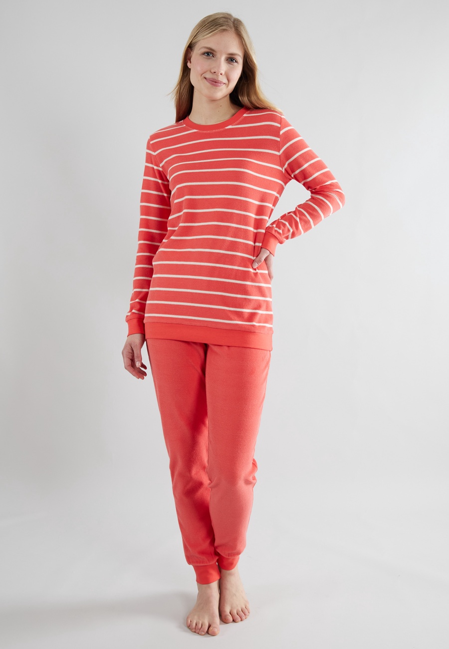 GÖTZBURG Damen Pyjama rot quergestreift