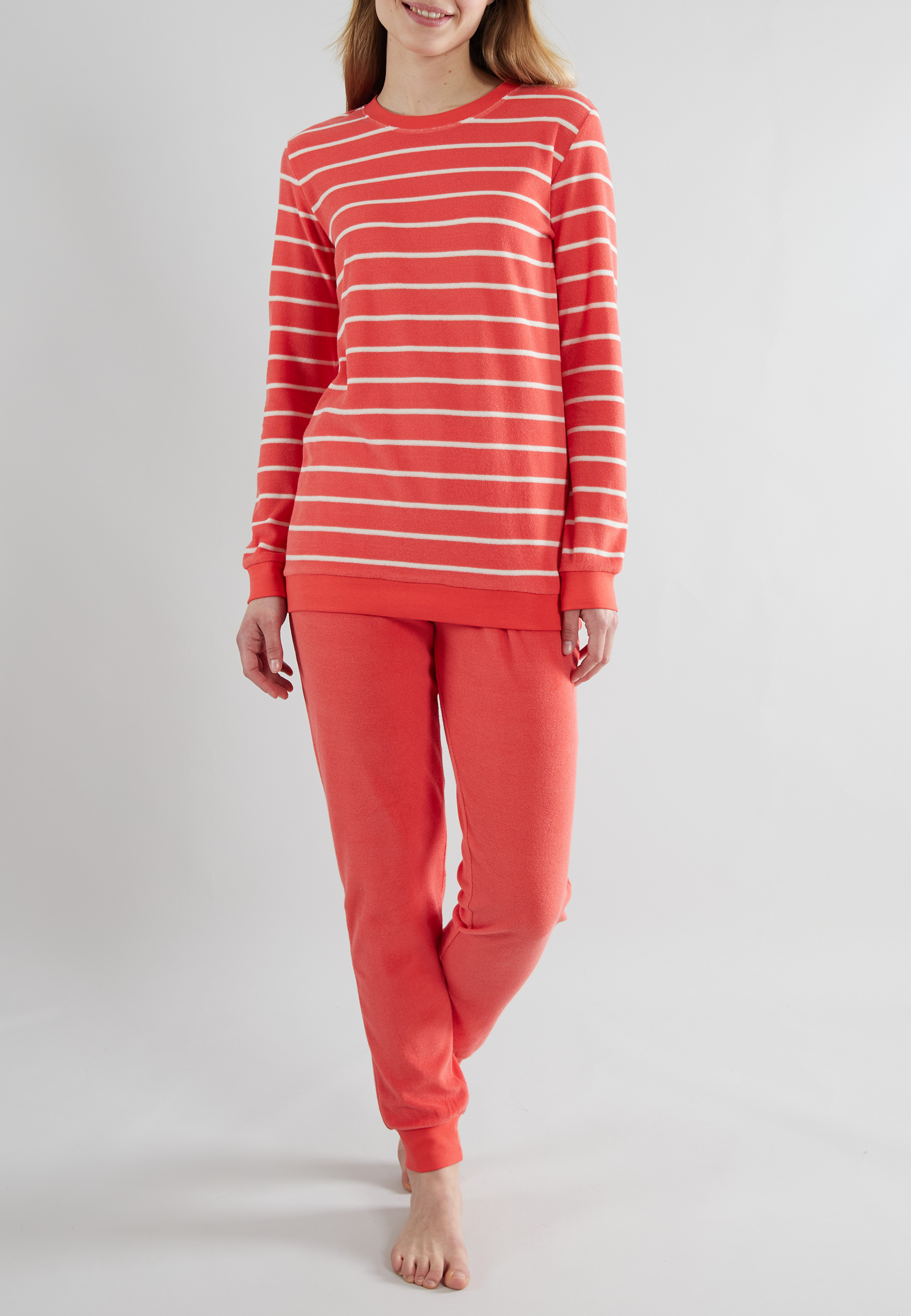 GÖTZBURG Damen Pyjama rot quergestreift