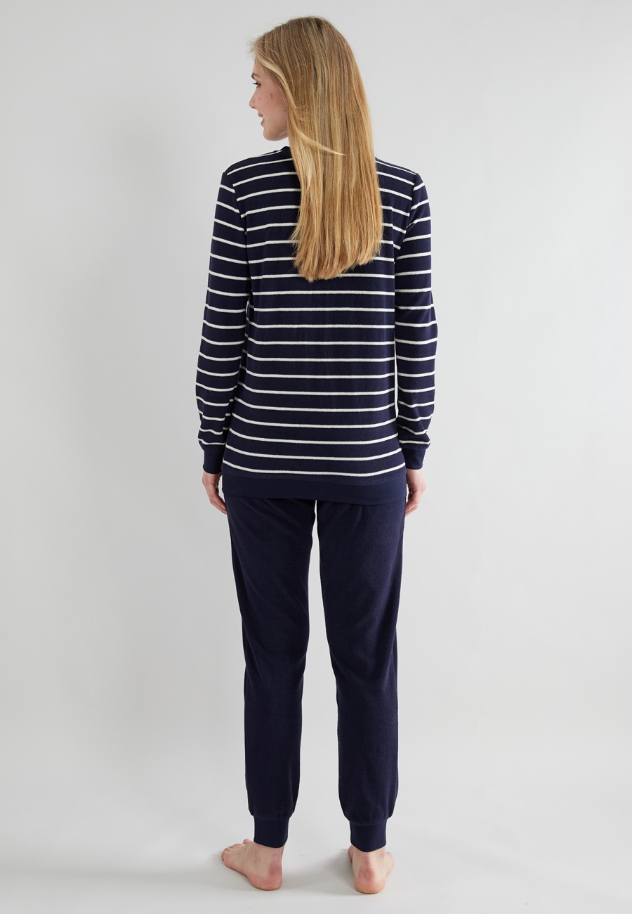 GÖTZBURG Damen Pyjama blau quergestreift