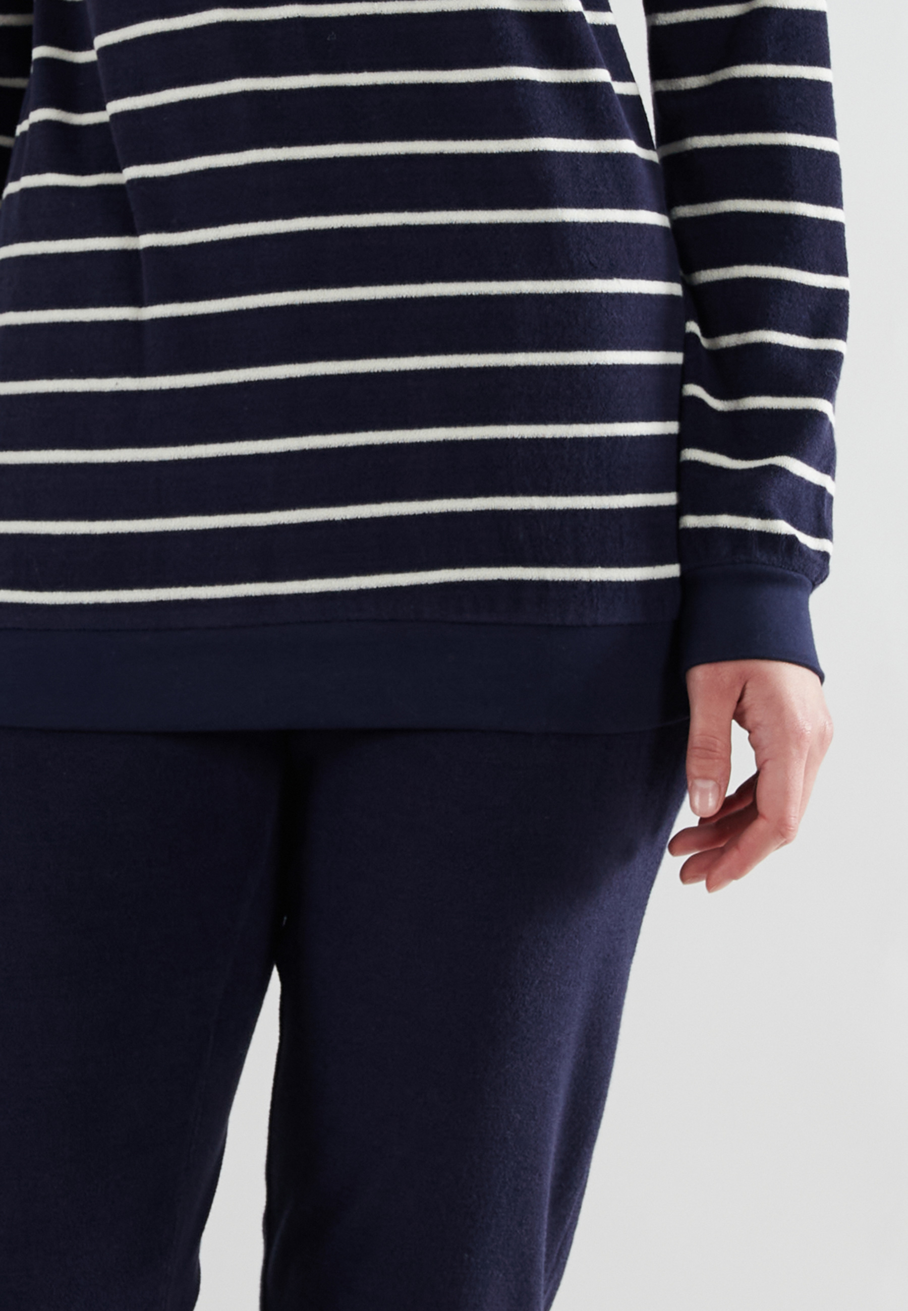 GÖTZBURG Damen Pyjama blau quergestreift