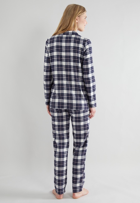 GÖTZBURG Damen Pyjama blau kariert