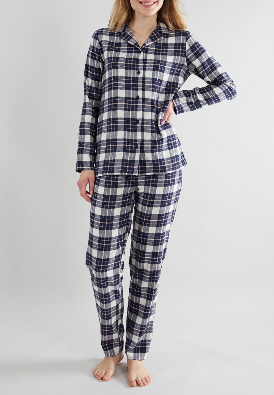 GÖTZBURG Damen Pyjama blau kariert