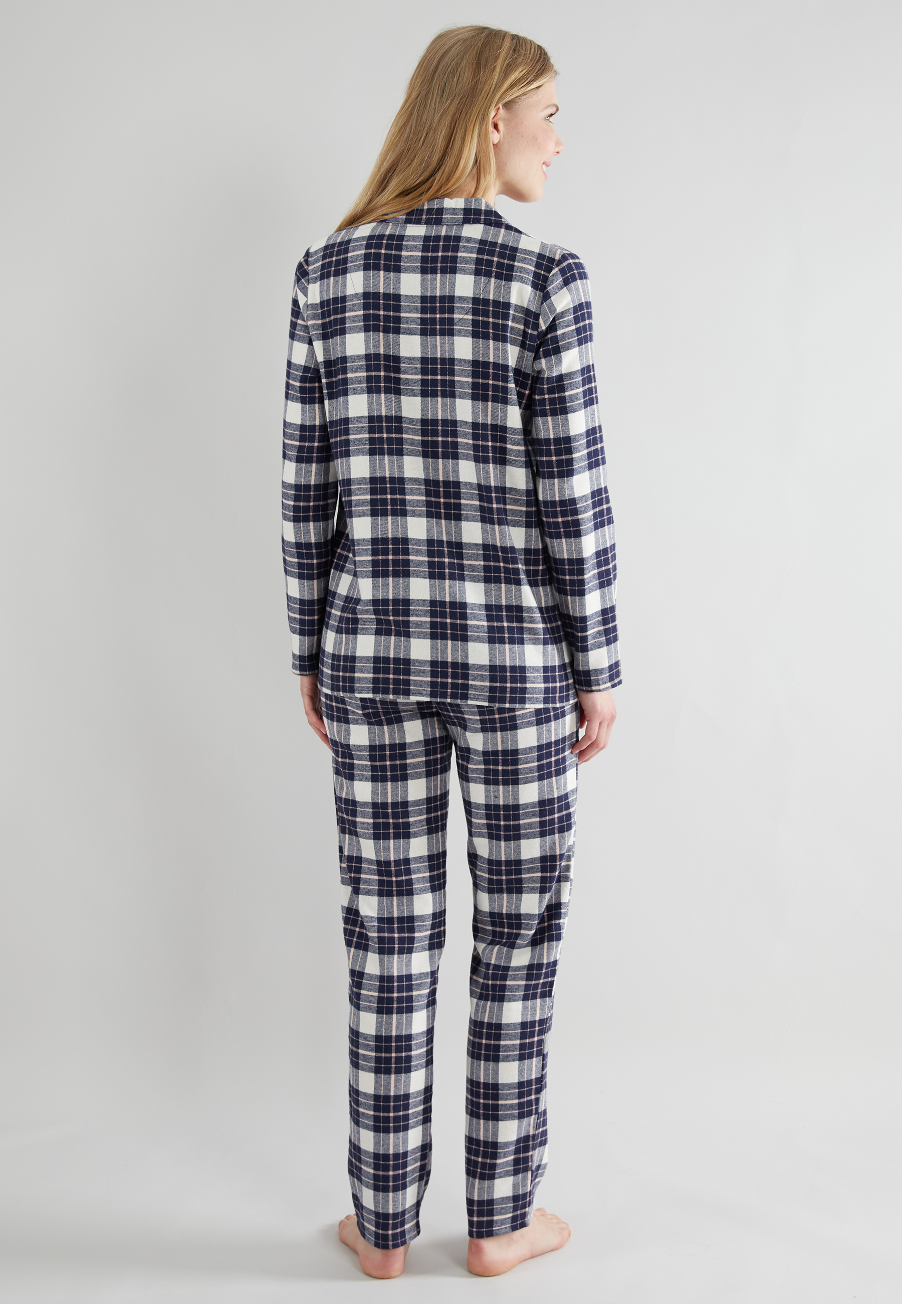 GÖTZBURG Damen Pyjama blau kariert