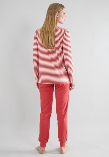 GÖTZBURG Damen Pyjama rot quergestreift