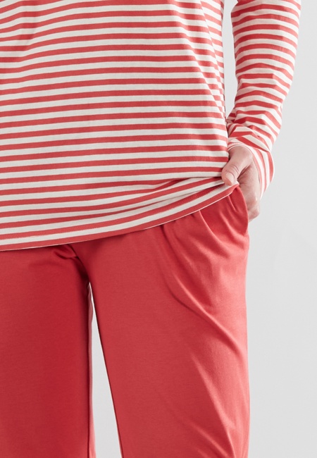 GÖTZBURG Damen Pyjama rot quergestreift