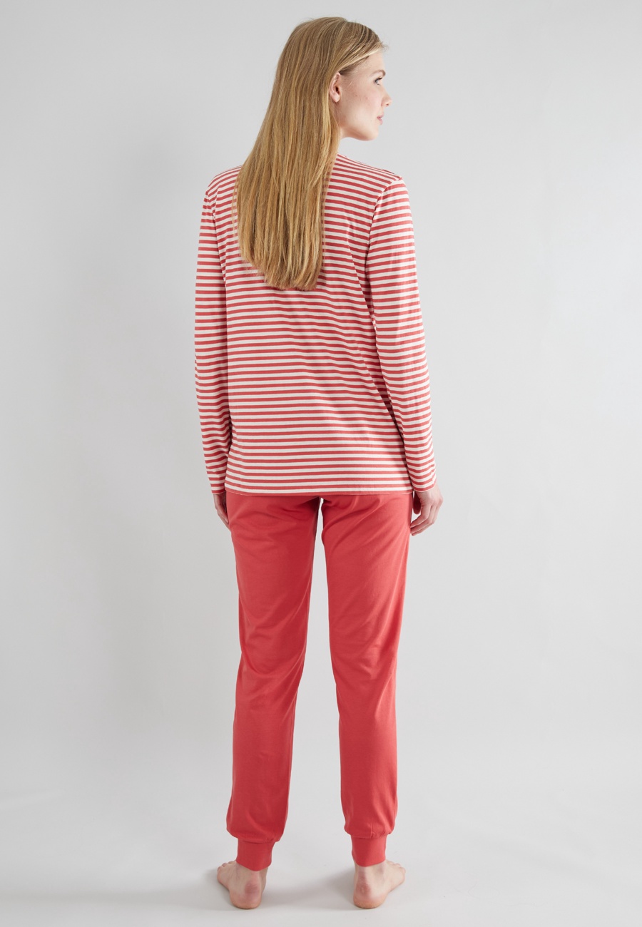 GÖTZBURG Damen Pyjama rot quergestreift
