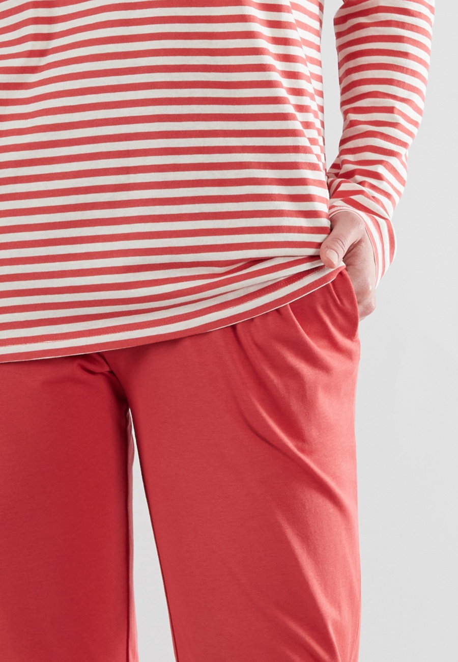 GÖTZBURG Damen Pyjama rot quergestreift