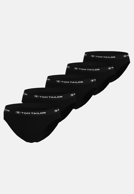 TOM TAILOR Herren Slip schwarz uni 5er Pack