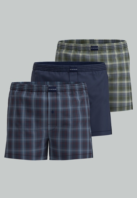 TOM TAILOR Herren Boxershort blau kariert 3er Pack