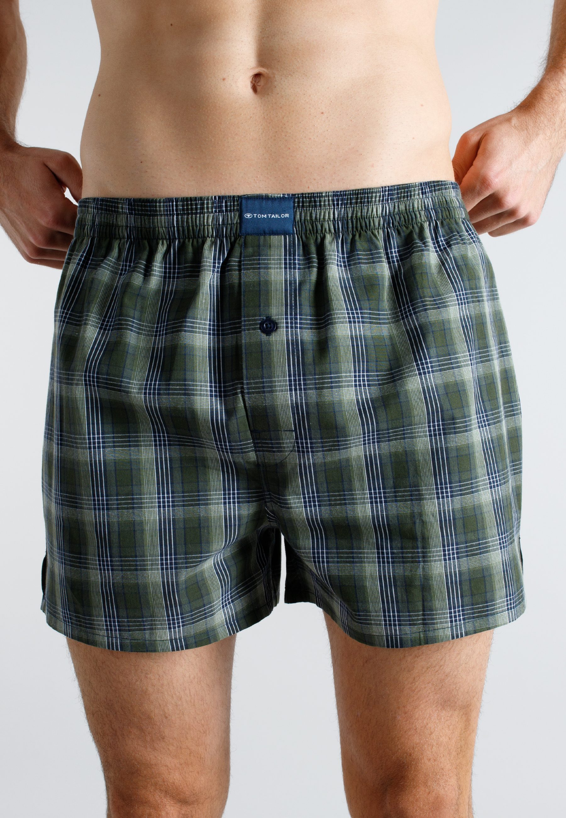 TOM TAILOR Herren Boxershort blau kariert 3er Pack