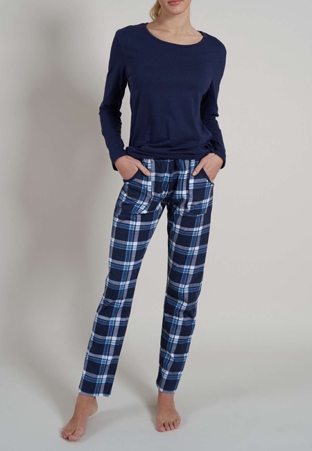 Damen Pyjama blau bedruckt