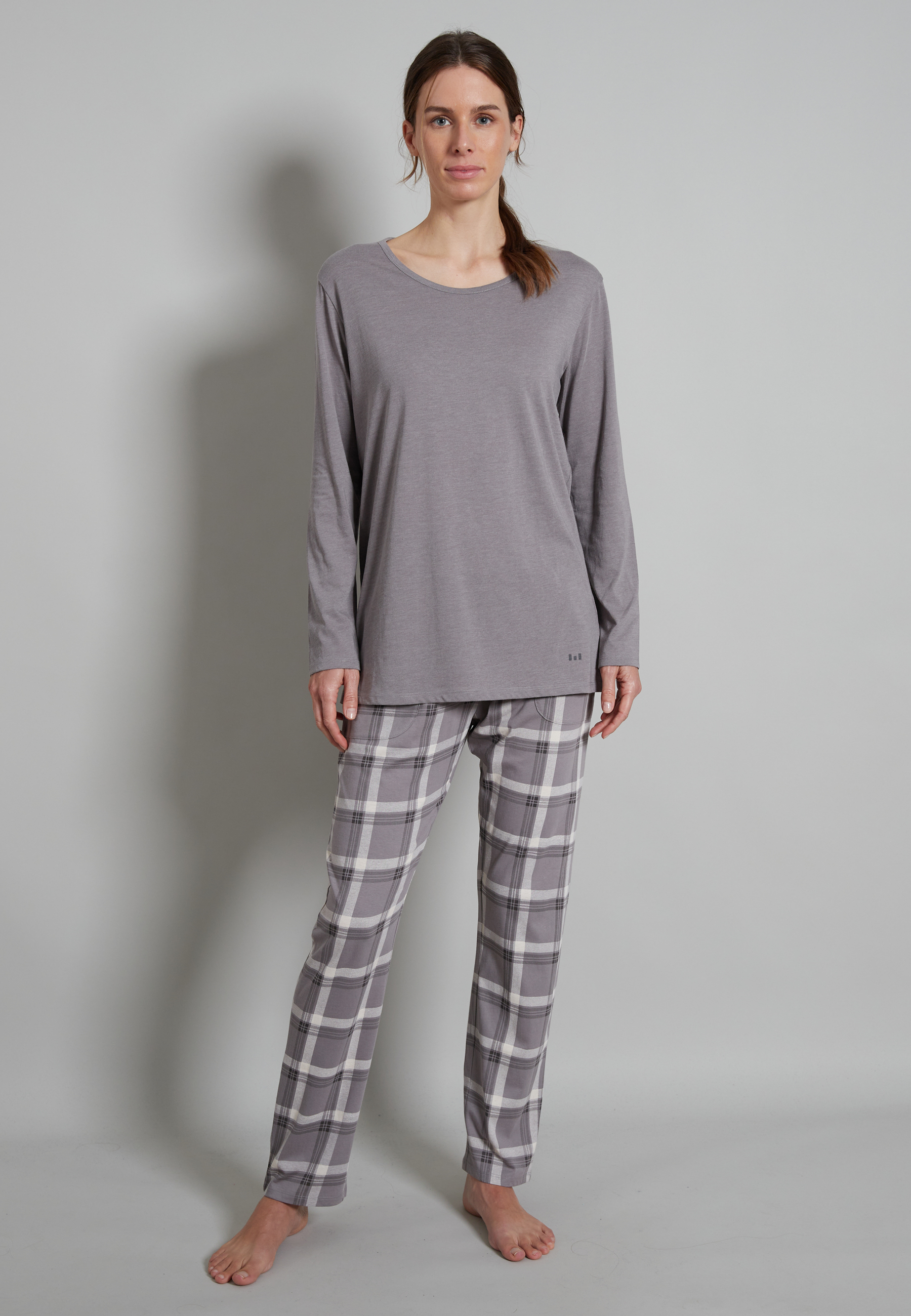 GÖTZBURG Damen Pyjama grau bedruckt