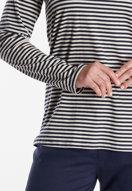 GÖTZBURG Damen Pyjama blau quergestreift