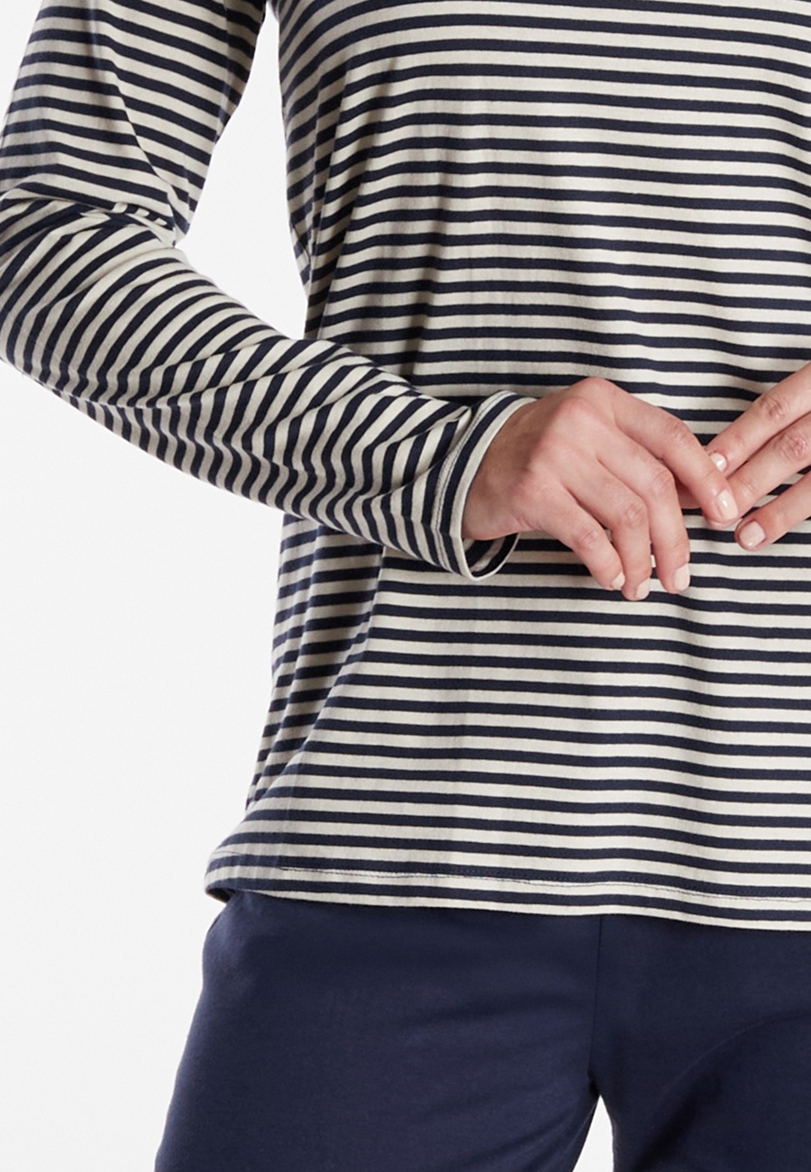 GÖTZBURG Damen Pyjama blau quergestreift