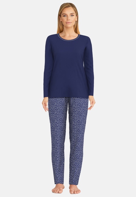 GÖTZBURG Damen Pyjama blau gepunktet