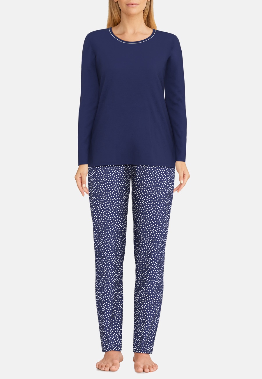 GÖTZBURG Damen Pyjama blau gepunktet