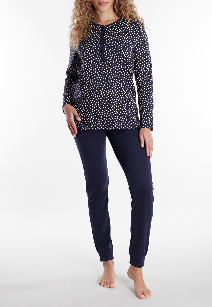 GÖTZBURG Damen Pyjama blau gepunktet