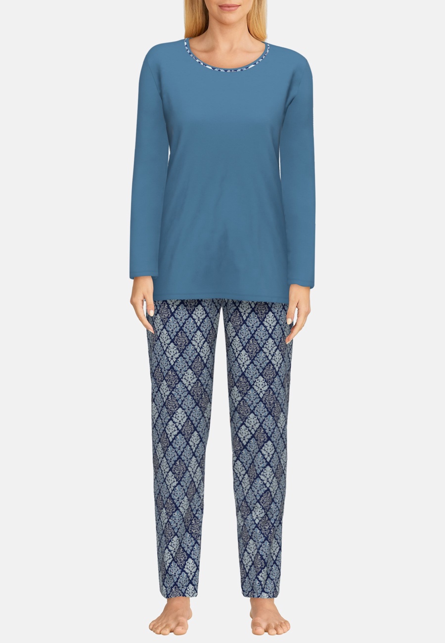 GÖTZBURG Damen Pyjama blau bedruckt
