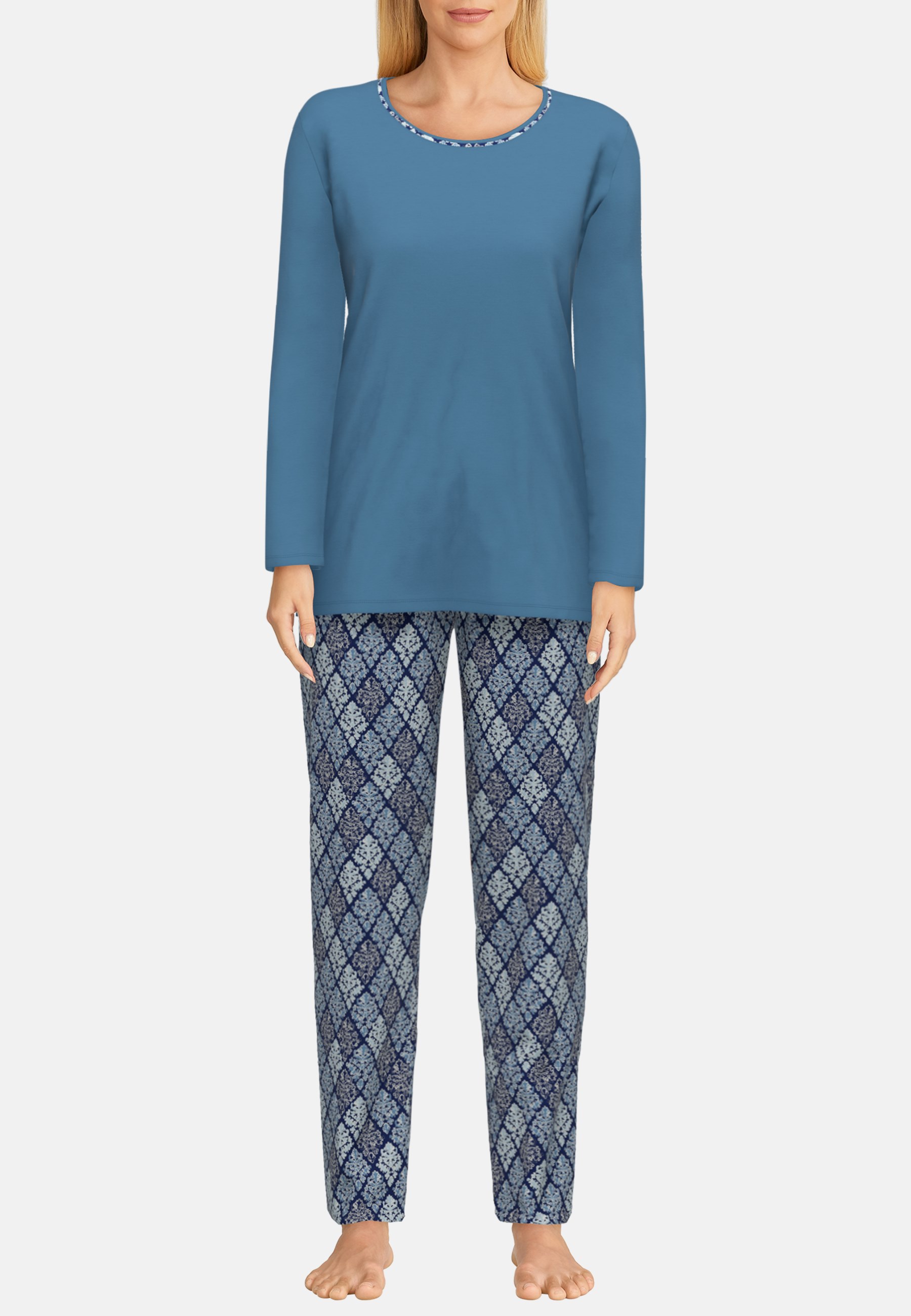 GÖTZBURG Damen Pyjama blau bedruckt