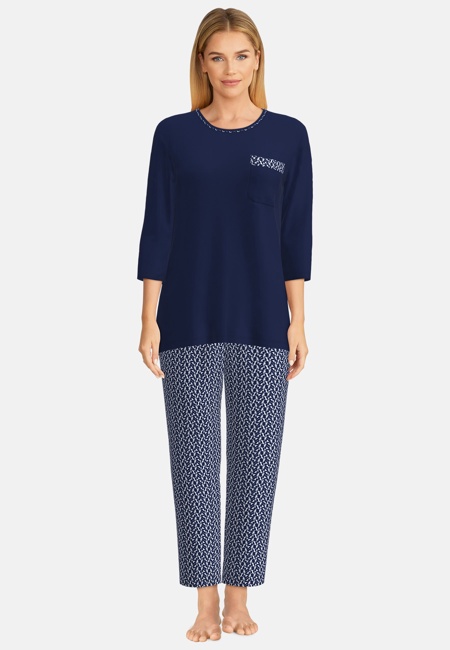 GÖTZBURG Damen Pyjama blau bedruckt