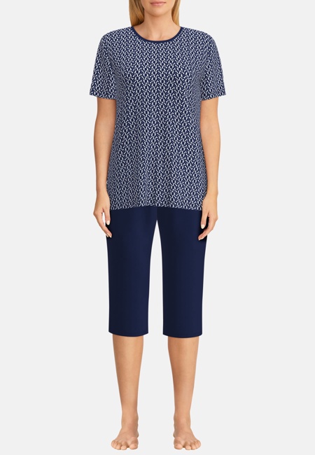 GÖTZBURG Damen Pyjama blau bedruckt