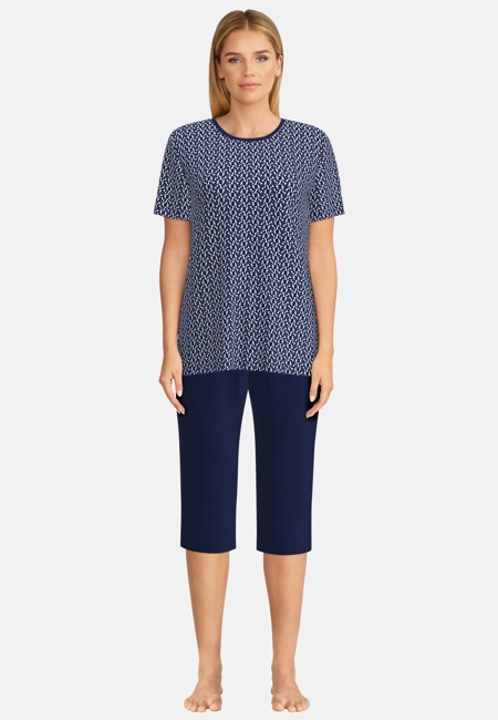GÖTZBURG Damen Pyjama blau bedruckt
