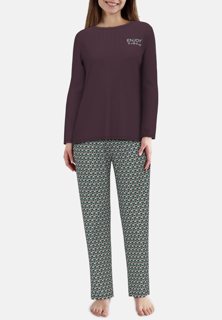 GÖTZBURG Damen Pyjama lila bedruckt