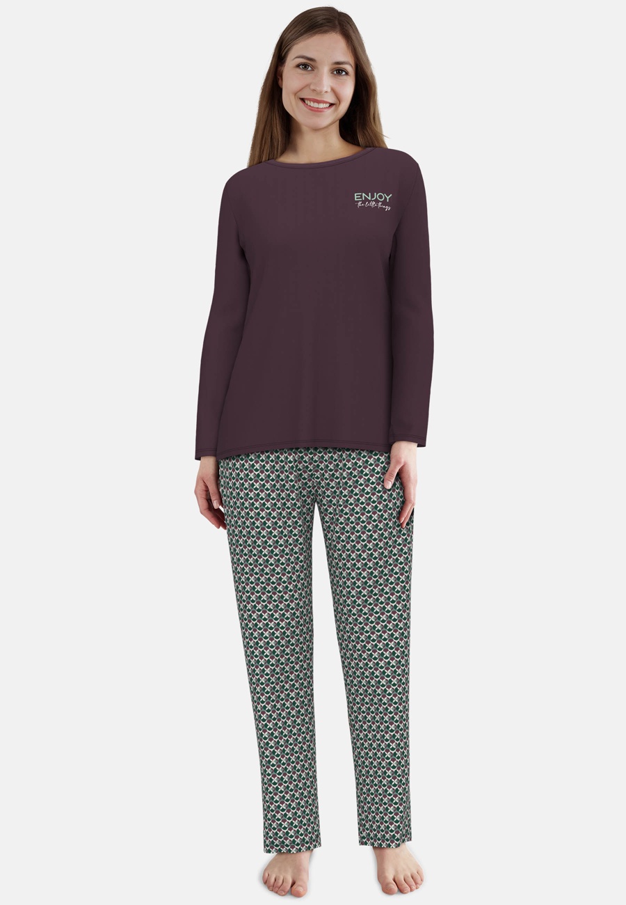 GÖTZBURG Damen Pyjama lila bedruckt