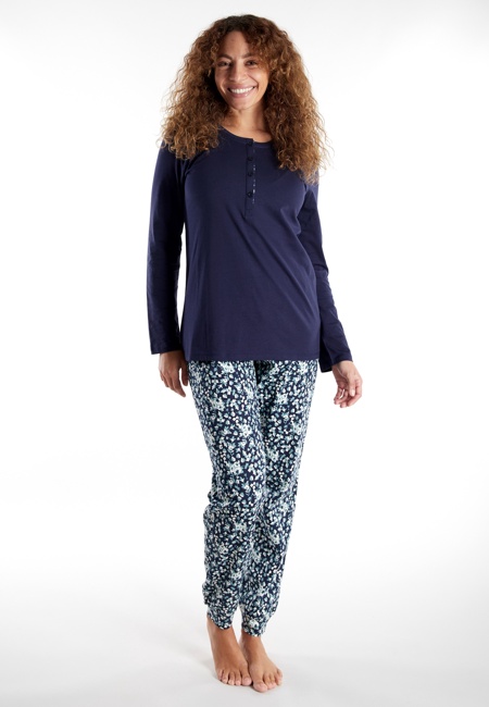 GÖTZBURG Damen Pyjama blau bedruckt