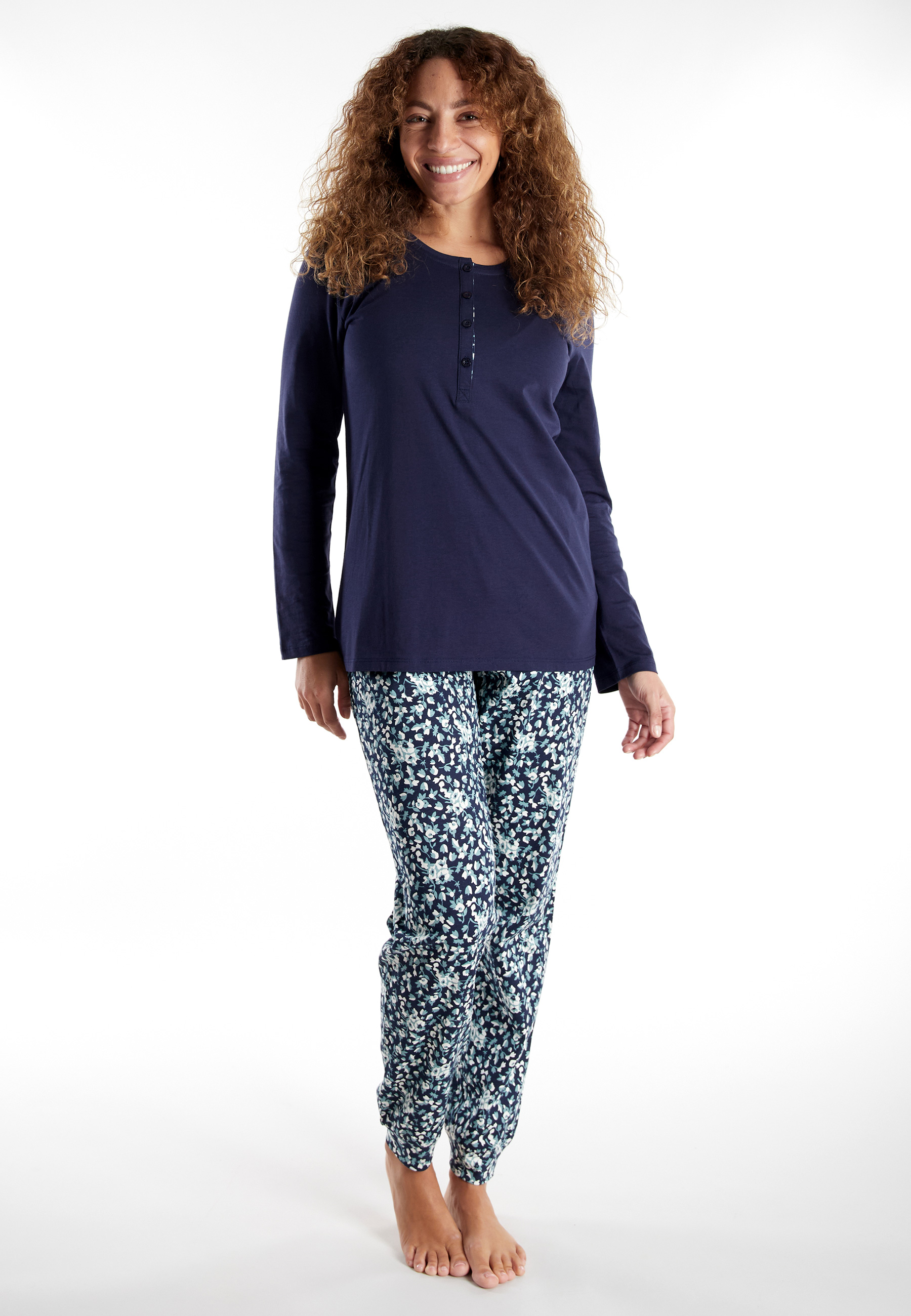 GÖTZBURG Damen Pyjama blau bedruckt
