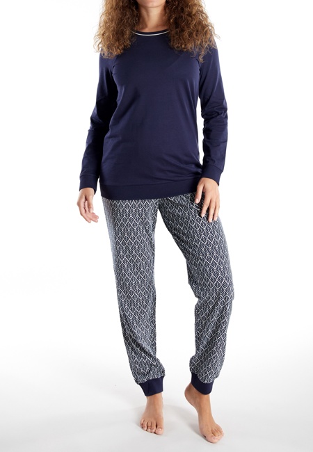 GÖTZBURG Damen Pyjama blau bedruckt